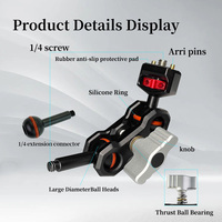Kit de fixation Magic Arm en alliage d'aluminium avec vis filetées 1/4" et 3/8", têtes sphériques 360°, support articulé pour caméra, moniteur et caméra d'action