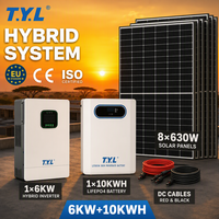 Système solaire photovoltaïque au lithium 630W 6KW 10KWH MPPT clé en main avec onduleur à onde sinusoïdale pure et stockage de batterie LiFePO4