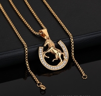 Collier pendentif tête de cheval du zodiaque hip-hop en vente flash, personnalisable, haute qualité, plaqué or 18 carats, acier inoxydable, bijoux tendance