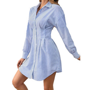 All'ingrosso personalizzato OEM abito da donna di alta qualità <span class=keywords><strong>blazer</strong></span> blu a righe colletto Cardigan camicia abiti da ufficio - Product Image 2