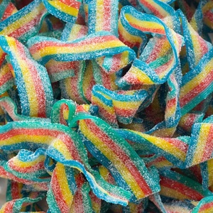 Deliziose cinture di caramelle gommose strisce colorate rivestite di <span class=keywords><strong>zucchero</strong></span> con Mango alla fragola sapori fruttati Halal certificato sacchetto alla rinfusa confezionato - Product Image 2