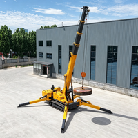 Grue araignée diesel CE EPA EURO 5 de 5 tonnes et 17 m, portable, télécommandée, avec flèche de déplacement et nacelle pour personnel