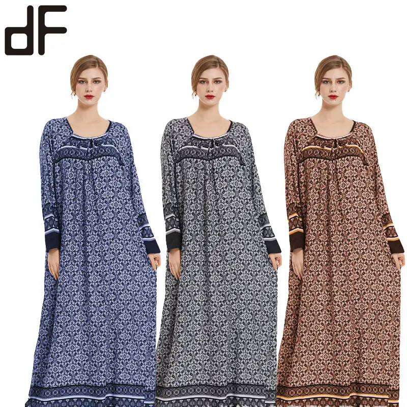 핫 세일 독특한 디자인 감각 긴팔 abaya 두바이 캐주얼 중동 플러스 사이즈 ladies robe