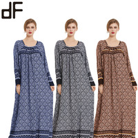 hot sale unique design sense long-sleeved women's abaya dubai casual middle east plus size ladies robe