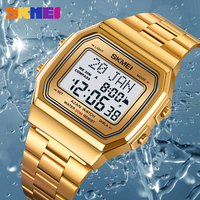 Jam Tangan Digital SKMEI 2113 Penunjuk Kiblat Tahan Air 30M Tali Baja Anti Karat Paduan Seng Kalender Hijriah Gregorian Muslim Azan