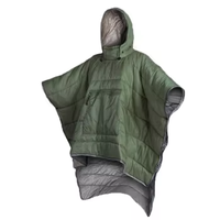 Poncho en nylon ultraléger, cape, sweat à capuche, se transforme en sac de couchage rembourré en duvet de canard pour adultes, camping 3 saisons