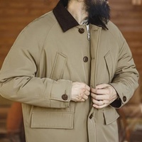 Veste Safari Classique Rétro Vintage pour Hommes Vêtements d'Extérieur Epais Col Rabattu Solide Réversible Coupe-Vent Respirant Vente en Gros