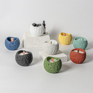 Northern Mu ที่วางเทียนที่ทำจากซีเมนต์, เทียนทรงถ้วยเทียนหอมขี้ผึ้งถั่วเหลืองของตกแต่งบ้านสไตล์นอร์ดิก - Product Image 1