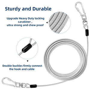 कुत्ते टाई आउट केबल: छोटे बड़े कुत्तों के लिए बाहर यार्ड-भारी शुल्क श्रृंखला के लिए नेतृत्व-आउटडोर कुत्ते की छलांग - Product Image 2
