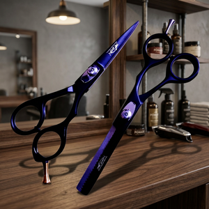 Tijeras de Peluquería Profesionales Ecológicas de Acero Inoxidable 6CR13 para Diestros, de Mango Largo, para Entresacar y Cortar el Cabello - Product Image 2
