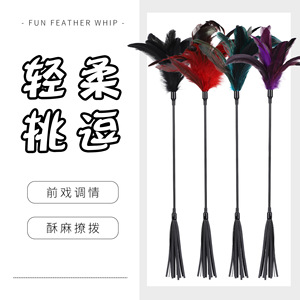 Látigo de plumas divertido, negro, largo, para coqueteo, herramienta de estimulación para adultos, para parejas - Product Image 1