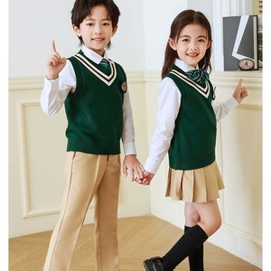 Uniforme de classe britannique Offre Spéciale pour la conception de gilet de chandail d'école verte et <span class=keywords><strong>jaune</strong></span> d'enfants pour le printemps et l'automne - Product Image 5