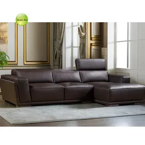 Sala de estar de couro genuíno sofá de canto moderno conjunto de móveis para casa ou escritório 8010