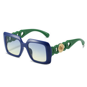Gafas de Sol Unisex Cuadradas Extra Grandes de Lujo con Logotipo Personalizado, Protección UV400, Lentes TAC Verdes/Amarillas/Púrpuras, Montura Completa para Playa y Aire Libre - Product Image 1