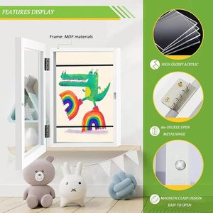 Cornice magnetica reversibile in legno di pino Design quadrato con <span class=keywords><strong>disegni</strong></span> per bambini che mostrano e decorazioni per la stanza - Product Image 3