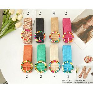 Cintura in PP con fibbia rotonda decorata con perline, larga 5 cm, alla moda, da donna - Product Image 1