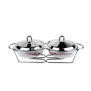 Set di utensili da <span class=keywords><strong>forno</strong></span> in <span class=keywords><strong>vetro</strong></span> borosilicato di alta qualità con coperchio in acciaio inossidabile scaldavivande in <span class=keywords><strong>vetro</strong></span> sicuro per microonde - Product Image 3