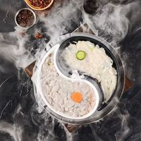 Assiette ronde créative Tai-Chi pour restaurant commercial de hot pot, pour pâtes de crevettes et de poisson, avec effet de fumée de glace sèche
