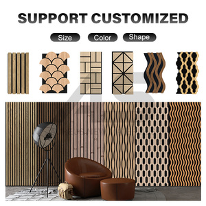 Bán buôn tùy chỉnh trong nhà trang trí nội thất mẫu miễn phí có thể tái chế tự nhiên sồi Veneer đá đen Gỗ Acoustic tấm Tường MDF - Product Image 4