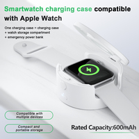 Power Bank Nirkabel Magnetik Portabel 1500mAh untuk Apple Watch Ultra 9 8 7 SE Kotak Penyimpanan Pengisi Daya Perjalanan