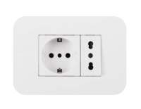 Prise murale italienne Futina de type 118, gris, style italien, standard italien, panneau de prise murale 16A