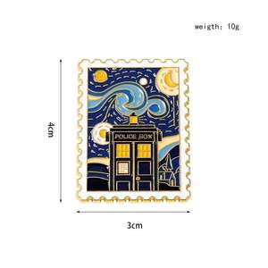 Broche de Metal abstracto inspirado en Van Gogh, Pin de marco de arte geométrico para chaquetas y bolsos, técnica de impresión, Clip de cintura - Product Image 4