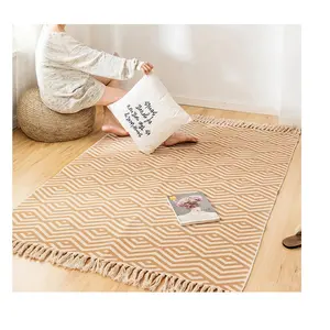 Machine Washing Carpet Big Size Bedroom Bedside Flooring Mat Carpet Retro Anti-slip Tassel Cotton Hemp Rugs