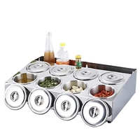 Accessoires pour café - Boîte à assaisonnements multifonctionnelle en acier inoxydable pour restaurant en libre-service, spécial hot pot à huit compartiments