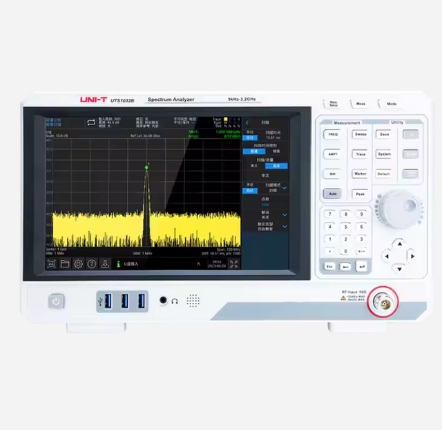 UNI-T UTS1015B/UTS1032B/UTS1015T/UTS1032T Spectrum Analyzer 9kHz-3.2GHz -161dBc/Hz RBW 1Hz-1MHz -161dBm 10.1 Inch Touch Screen 1