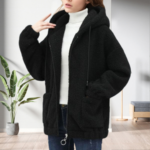 Manteaux d'hiver pour femmes pas chers, en fourrure, à manches longues, avec fermeture éclair, chauds et tendance - Product Image 4