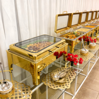 Chauffe-plat de luxe en acier inoxydable pour restaurant, hôtel, mariage, chauffage au gaz, buffet, capacité de 9 L, couleur or, FULAIXIN