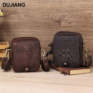 Sac bandoulière en cuir véritable pour homme Dujiang, motif crocodile, multifonctionnel, pour un usage quotidien - Product Image 1