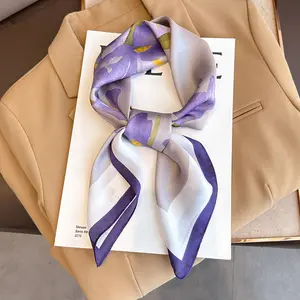 2024 Lente Nieuwe 70*70 Digitale Print Custom Design Zijden Sjaal Voor Vrouwelijke Mode Polyester Hoofddoek