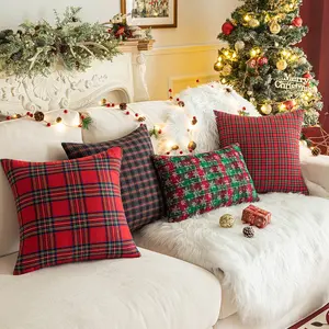 New Christmas plaid pillow cover simple snowflake pattern cushion cover