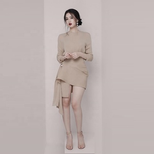 Office Work Wear Sets Skirt Long Sleeve Two Piece <strong>Style</strong> Irregular Body-con <strong>Dress</strong> - Product Image 3