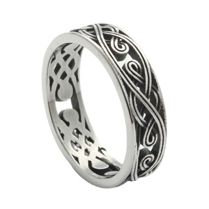 Men's <b>Titanium</b> Steel Hollow <b>Ring</b> Retro Silver Floral Pattern Fashion Jewelry Gift - Product Image 1
