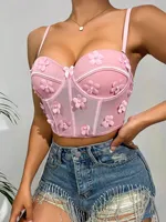 Nouveau Produit en Gros Bustier Floral Débardeur Crop Top Tendance et Sexy pour Femmes – Corset et Tenues Sexy pour Femmes