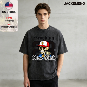 T-shirt Oversize Nera con Stampa Gotica, Teschio con Banconote e Numero 23 Grande, Disponibile in Stock USA, Maglietta Casual all'Ingrosso - Product Image 1