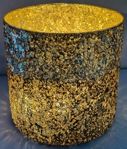 Custom Luxury Simple Colorful Cylindrical High-Quality Hand-crafted Multi-Purpose Home <b>Decor</b> Silver/Dark Blue Mosaic Glass <b>Jar</b> - Product Image 2