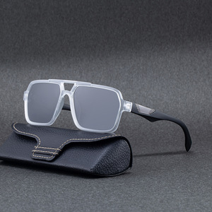 Lunettes de soleil polarisées de luxe pour hommes, monture carrée, verres TAC UV400, monture en plastique et métal, couleur noire LF-8512, commerce électronique transfrontalier - Product Image 3