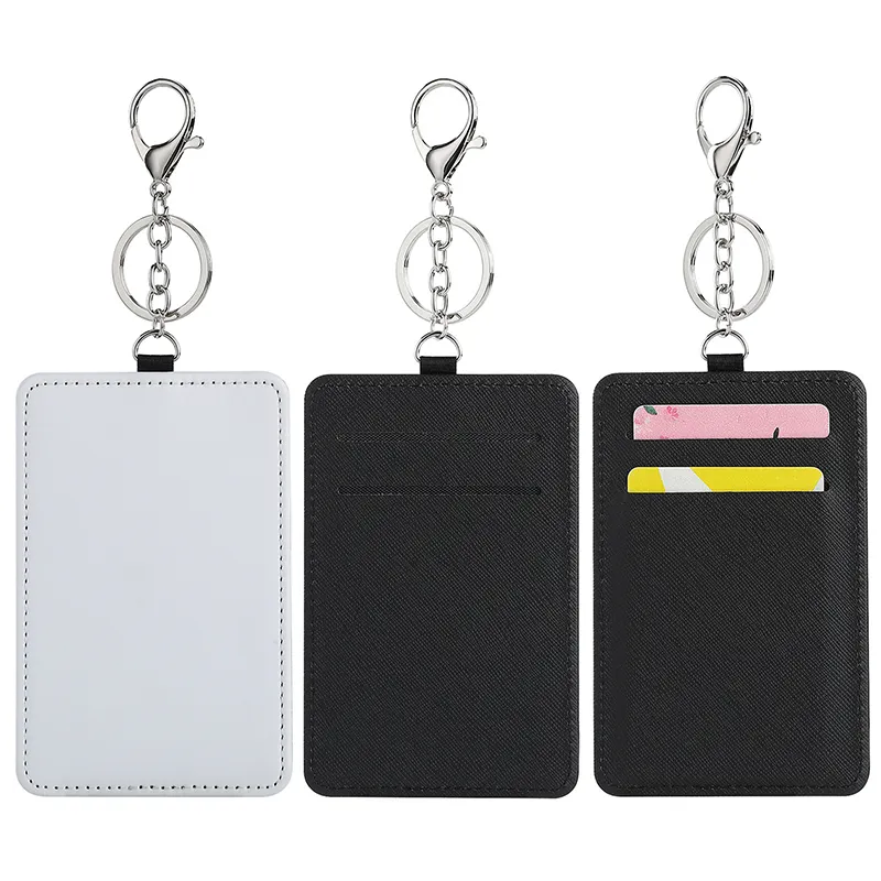 Sublimation Heat Press Credit Card Holder Wallet Pouch Blank Pu Leather Keychain One Side Sublimation Diy Heat Transfer Printing
