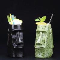 Mug Tiki rétro de style indien et hawaïen, portrait de plage côtière spécial, céramique en porcelaine osseuse, 700 ml, verre à cocktail réutilisable pour les fêtes
