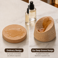 Diffuseur d'huiles essentielles en bois de hêtre CNC de luxe, sans joint, pour l'aromathérapie et la décoration intérieure, logo personnalisé, petit MOQ accepté