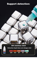 26mm 1.02 pouces nouvelle vente chaude sans BPA métal réutilisable Cubes à glace café pierres de refroidissement en acier inoxydable Cubes à glace avec pince
