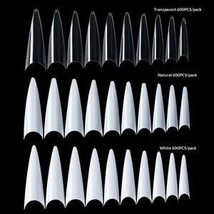 <span class=keywords><strong>Faux</strong></span> <span class=keywords><strong>Ongles</strong></span> de Salon Style Français Effet Ghost Tip Blanc Naturel Transparent Exclusif Nail Art R – Lot de 600 Pièces en Gros - Product Image 1
