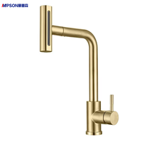 Robinet de cuisine extractible transfrontalier en acier inoxydable 304 avec commande à levier, cartouche céramique et jet pluie pour la vaisselle