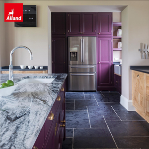 Allandcabinet - Armoires de cuisine personnalisées de haute qualité, couleur aubergine, portes shaker, avec design de réfrigérateur intégré - Product Image 1
