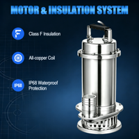 Pompe submersible pour eaux usées en acier inoxydable 304 YL WQ(D)-SC, basse pression, usage commercial, moteur monophasé/triphasé, débit 3-15 m³/h, hauteur de refoulement 8 m