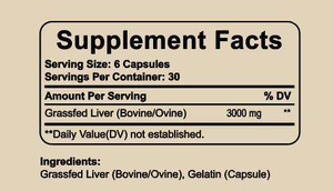 Grasgevoederde Gedroogde Rundvleerverlevercapsules Energie Supplementen voor Volwassenen Rundvleerverlever Harde Capsules Grasgevoederde Rundvleerverleverpoeder 60 Capsules - Product Image 2