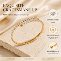 Gelang Batu Dua Baris Baja Anti Karat Lapis Emas 18K untuk Wanita, Dapat Disesuaikan, Tahan Air, Hipoalergenik, Grosir Perhiasan